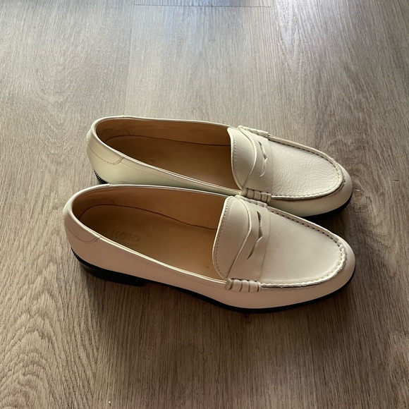 koio brea off white pearl modern italian leather penny slot loafer shoes size 37 - Picture 9 of 9